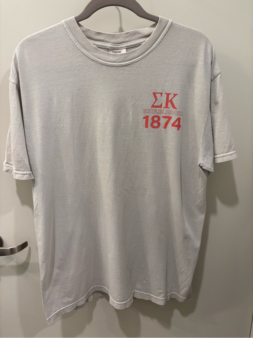 Sigma Kappa 1874 Short-Sleeve Crewneck T-Shirt - Cream with Red Print